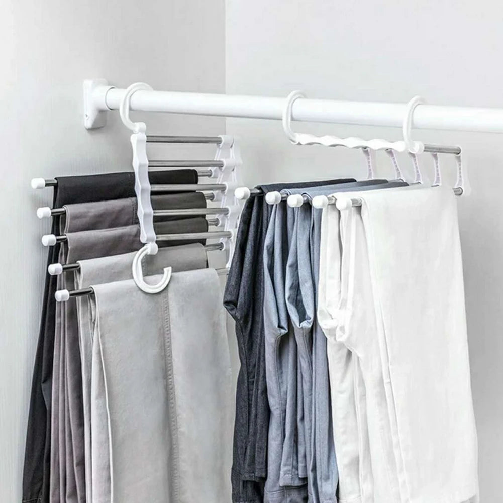 Multi-functional clothes hanger folding pants storage rack organizer